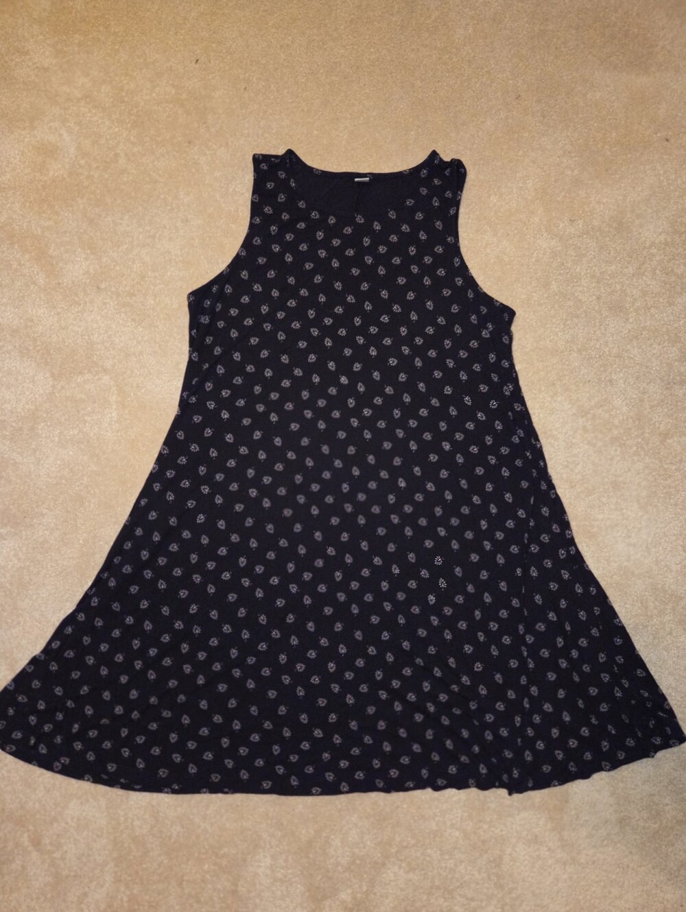 Old Navy Black Top with Small White Floral Print